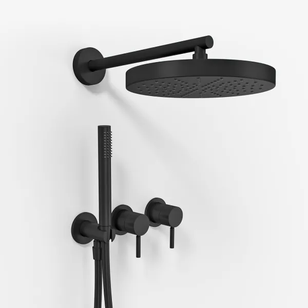 Semplice SBR801 S01 - Duschset, XL Rain DeLux Ø24 cm, Mattsvart