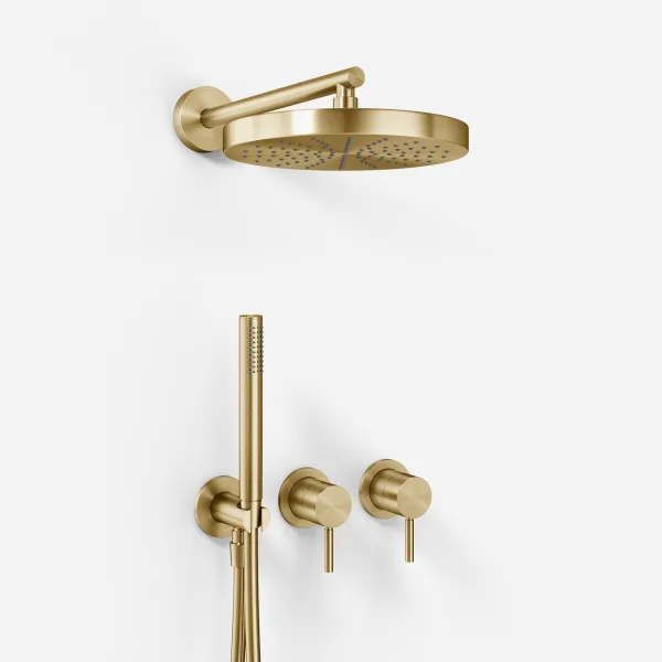 Semplice SBR801 S01 - Duschset, Ø24 cm, Vägg, PVD Borstad Mässing