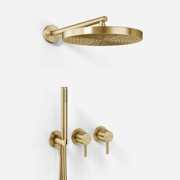 Semplice SBR801 S02 - Duschset, Ø28 cm, Vägg, PVD Borstad Mässing