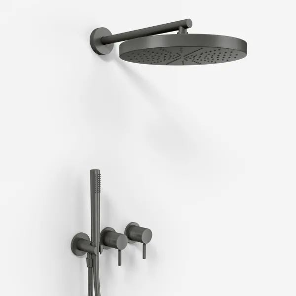 Semplice SBR801 S02 - Duschset, Ø28 cm, Vägg, PVD Matt Gun Metal