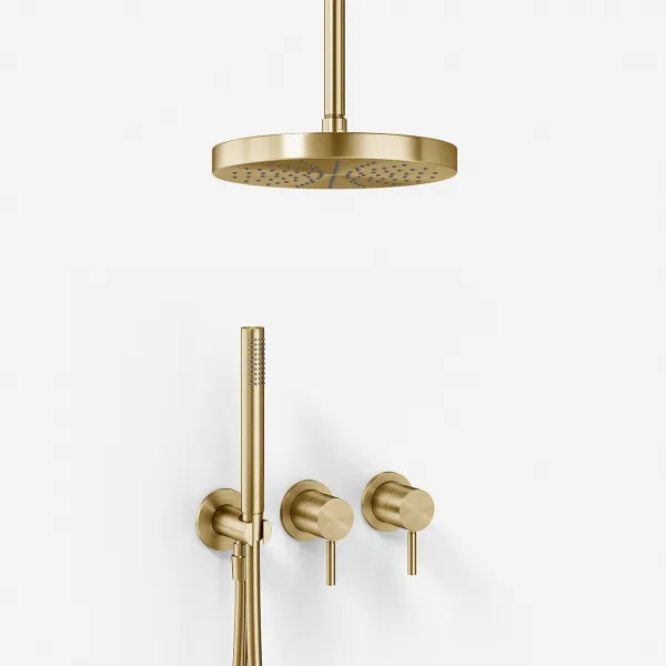 Semplice SBR801 S03 - Duschset, Ø24 cm, Tak, PVD Borstad Mässing
