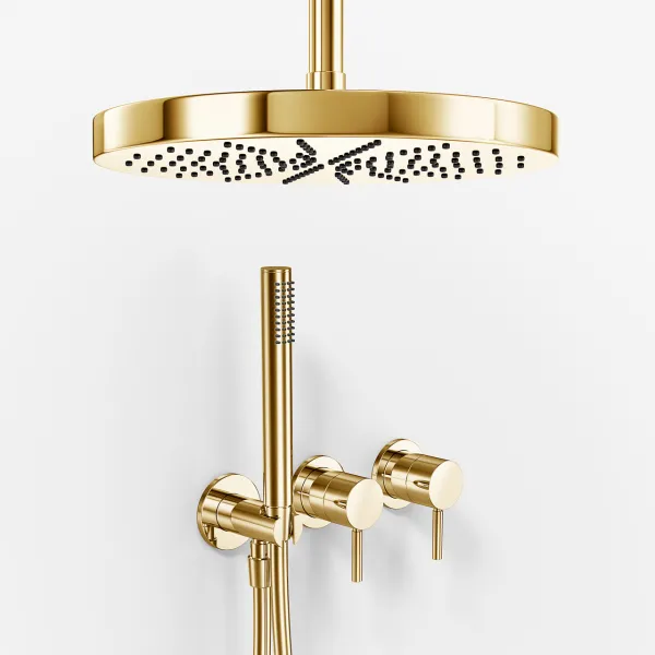 Semplice SBR801 S04 - XXL Rain DeLux, Ø28 cm, Tak, Polerad mässing Natur