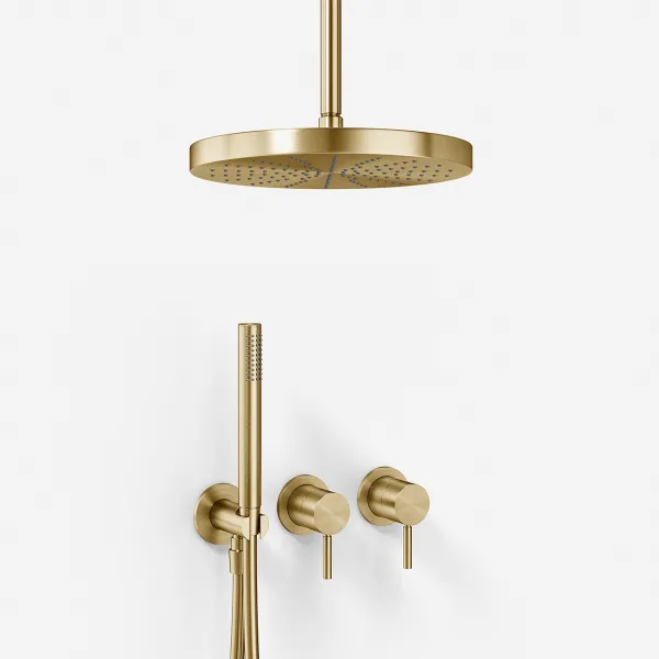 Semplice SBR801 S04 - Duschset, Ø28 cm, Tak, PVD Borstad Mässing