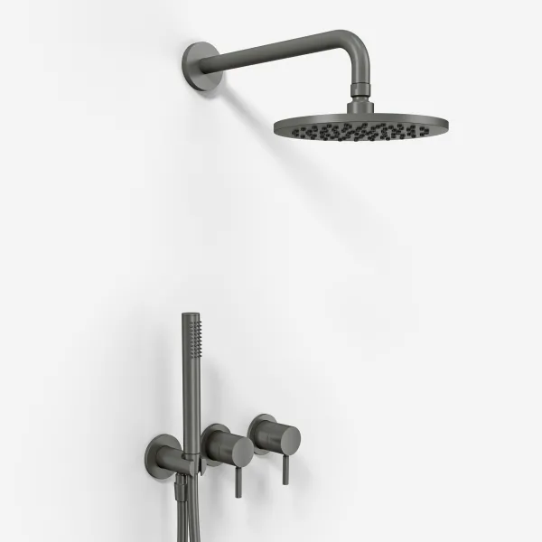 Semplice SBR801 S05 - Regn DeLuxe Ø20 cm, Vägg, PVD Matt Gun Metal