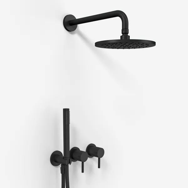 Semplice SBR801 S05 - Rain DeLuxe Ø20 cm, Vägg, Mattsvart 