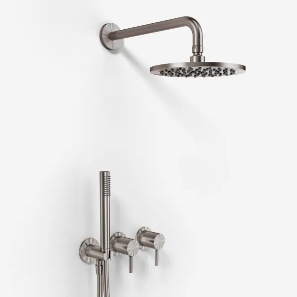 Semplice SBR801 S05 - Rain DeLuxe Ø20 cm, Vägg, PVD Borstad Stål 