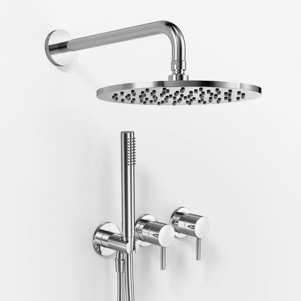 Semplice SBR801 S06 - Duschset, Rain DeLuxe Ø25 cm, Väggmonterad, Krom