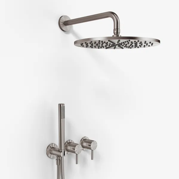 Semplice SBR801 S07 - Duschset Ø30 cm, Väggmonterad, PVD borstad stål 