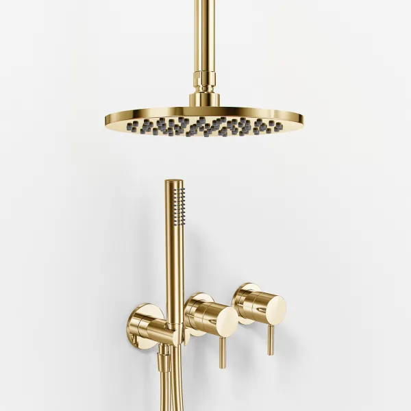 Semplice SBR801 S08 - Duschset Ø20 cm, Tak, Mässing Naturfärgad 