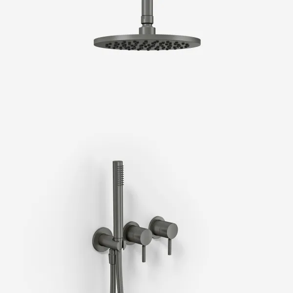 Semplice SBR801 S08 - Duschset, Ø20 cm, Tak, PVD Matt Gun Metal