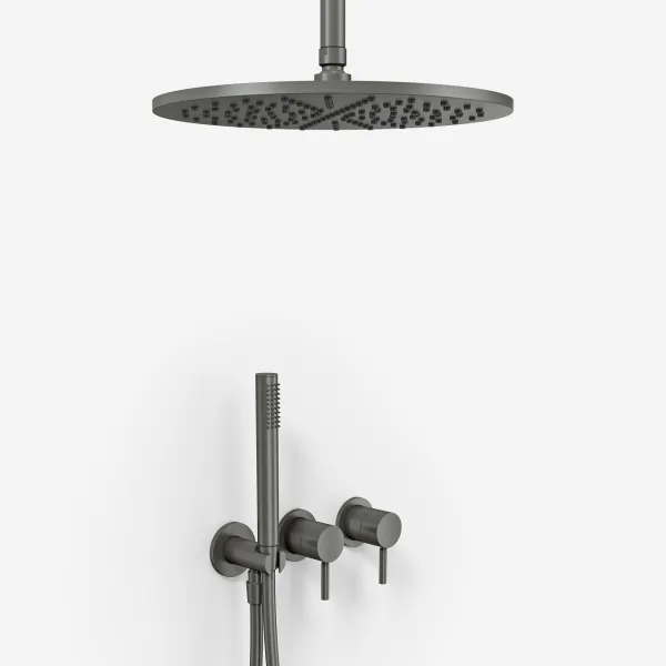 Semplice SBR801 S10 - Duschset, Ø30 cm, Tak, PVD Matt Gun Metal