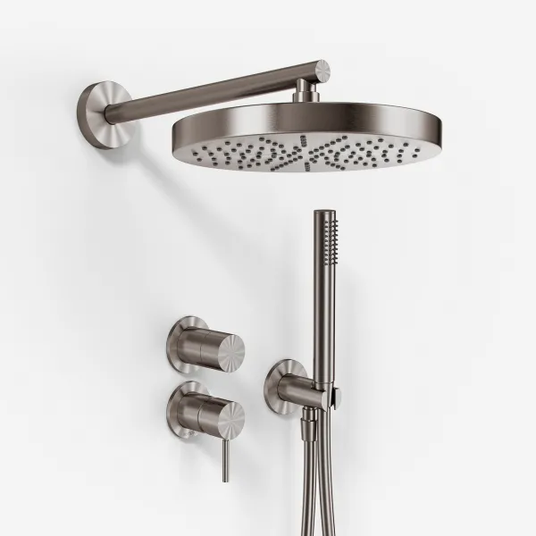 Semplice SBR901 S01 - Duschset Ø24 cm, Väggmonterad, PVD borstad stål