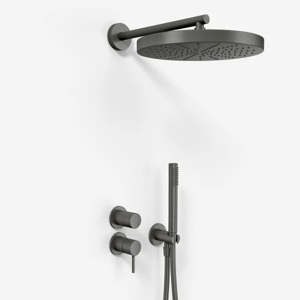 Semplice SBR901 S02 - Duschset Ø28 cm, Väggmonterad, PVD Matt Gun Metal