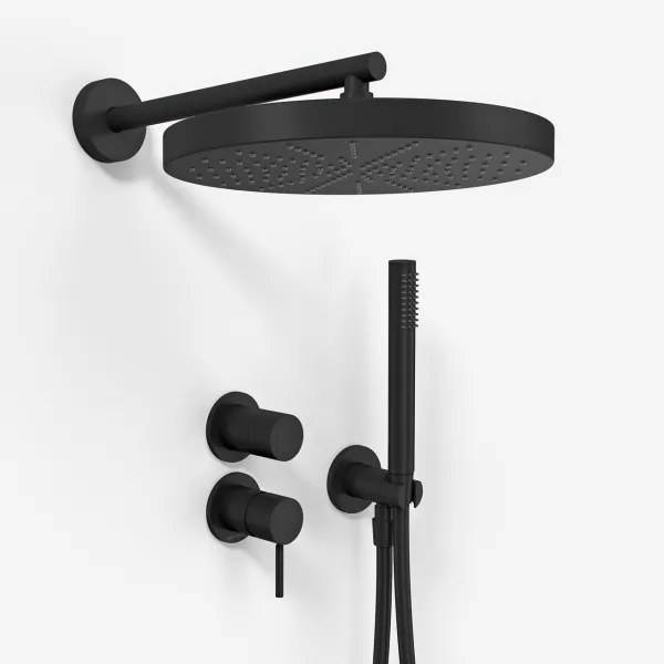 Semplice SBR901 S02 - Duschset Ø28 cm, Väggmonterad, Mattsvart