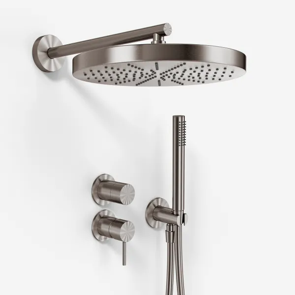 Semplice SBR901 S02 - Duschset Ø28 cm, Väggmonterad, PVD borstad stål
