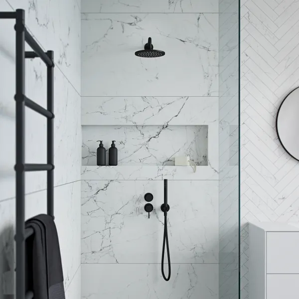 Semplice SBR901 S05 - Duschblandare Ø20 cm, Vägg, Mattsvart