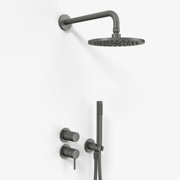 Semplice SBR901 S05 - Regn DeLux Ø20 cm, Vägg, PVD Matt Gun Metal