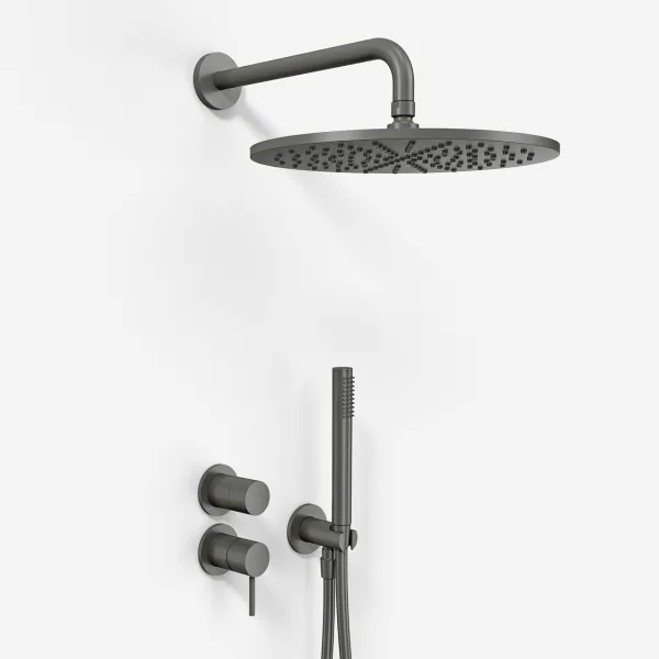 Semplice SBR901 S07 - Duschset Rain DeLuxe Ø30, Vägg, PVD Matt Gun Metal