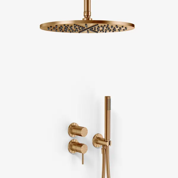 Semplice SBR901 S10 - Duschset, Ø30 cm, Tak, PVD Borstad Koppar