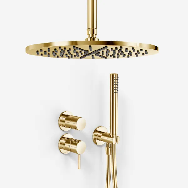 Semplice SBR901 S10 - Duschset Ø30 cm, Tak, Polerad mässing Naturfärgad