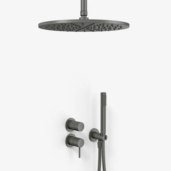 Semplice SBR901 S10 - Duschset, Ø30 cm, Tak, PVD Matt Gun Metal