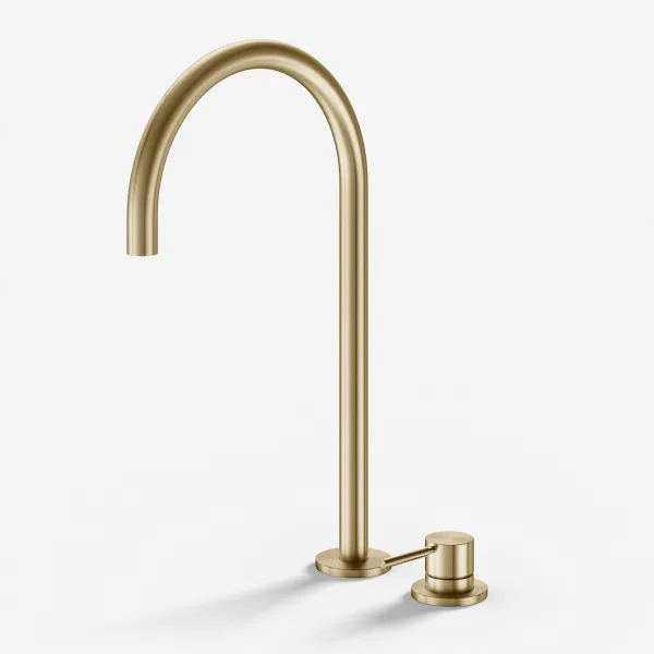 Semplice SHV505 S05 - Tvättställsblandare med fast pip, PVD borstad mässing