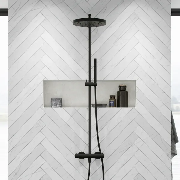 Semplice SRL10 S02 - Termostatsats, XXL Rain DeLux Ø28 m/EasyClean, Mattsvart