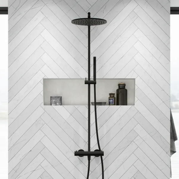 Semplice SRL10 S03 - Semplice SRL10 S03 - Termostatsats, Rain DeLuxe RHB30, Ø30 cm., Matt svart