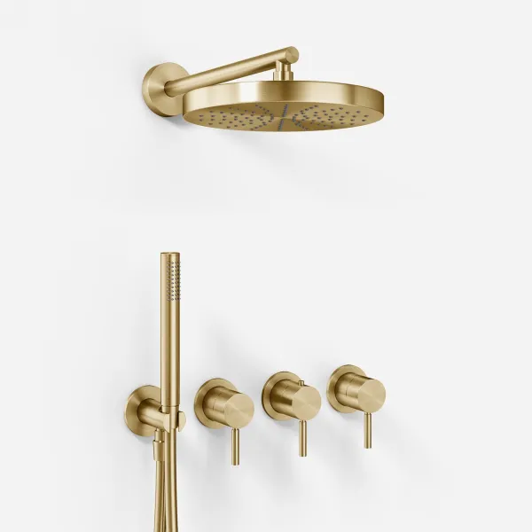 Semplice STB801 S01 - XL Rain DeLuxe SmartTerm Ø24 cm EasyClean, Vägg, PVD Borstad mässing