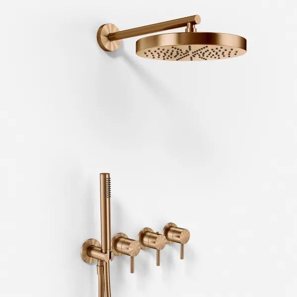 Semplice STB801 S01 - XL Rain DeLux SmartTerm Ø24 cm EasyClean, Vägg, PVD Borstad koppar