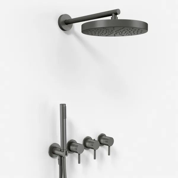 Semplice STB801 S01 - XL Rain DeLux SmartTerm Ø24 cm EasyClean, Wall, PVD Matt Gun Metal