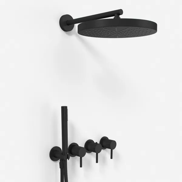 Semplice STB801 S02 - XXL Rain DeLux Ø28 cm, SmartTerm Wall, Matt svart