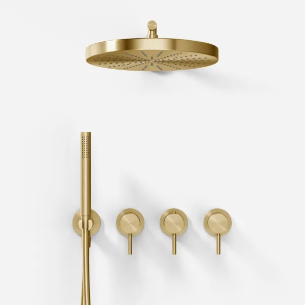 Semplice STB801 S02 - XXL Rain DeLux Ø28 cm, SmartTerm Wall, PVD Borstad Mässing