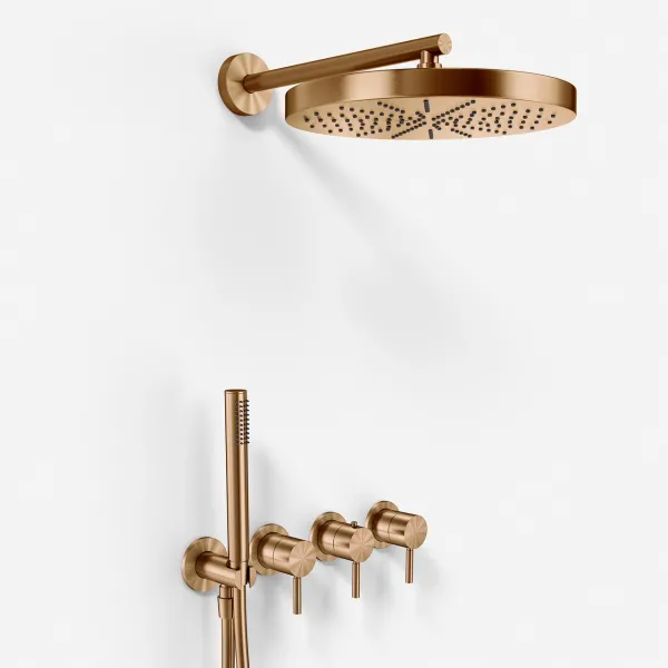 Semplice STB801 S02 - XXL Rain DeLux Ø28 cm, SmartTerm Vägg, PVD Borstad Koppar