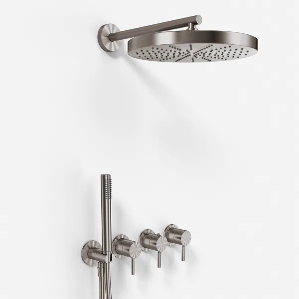 Semplice STB801 S02 - XXL Rain DeLux Ø28 cm, SmartTerm Wall, PVD Borstad Stål 