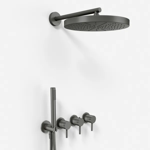 Semplice STB801 S02 - XXL Rain DeLux Ø28 cm, SmartTerm Vägg, PVD Matt Gun Metal
