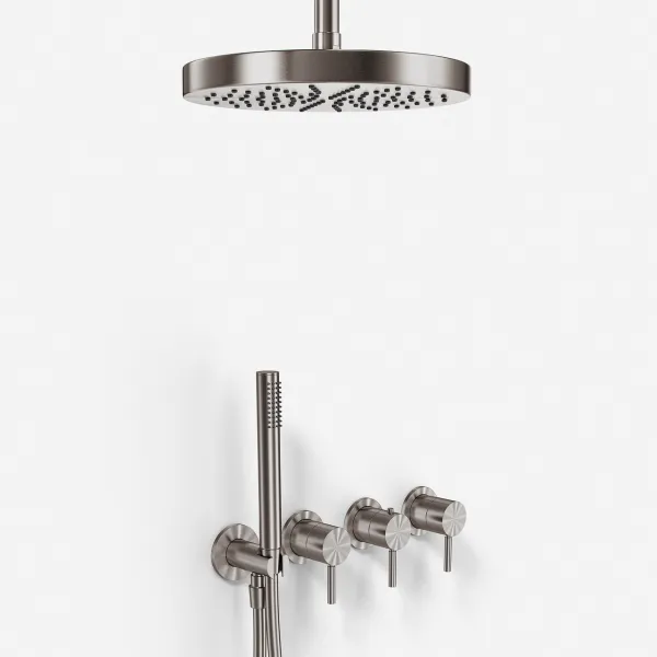 Semplice STB801 S03 - XL Rain DeLux Ø24 cm, SmartTerm, Tak, PVD Borstad Stål 