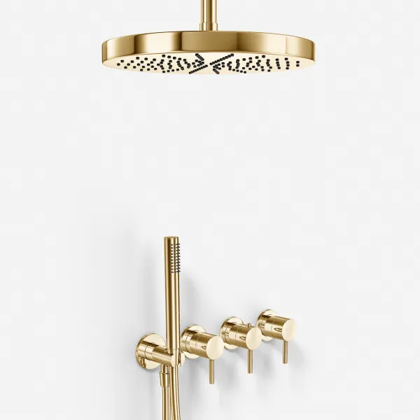 Semplice STB801 S04 - XXL Rain DeLux Ø28 cm, SmartTerm, Tak, Polerad mässing Natur