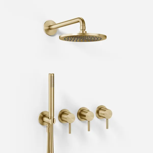 Semplice STB801 S05 - Rain DeLux SmartTerm Ø20 cm EasyClean, Vägg, PVD Borstad Mässing