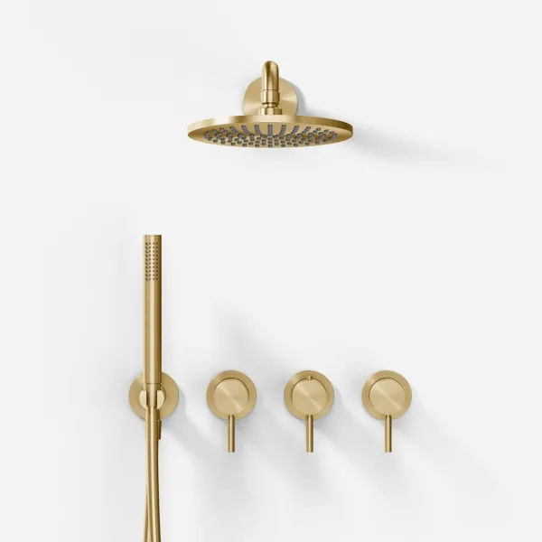 Semplice STB801 S05 - Rain DeLux SmartTerm Ø20 cm EasyClean, Vägg, PVD Borstad Mässing