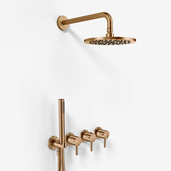 Semplice STB801 S05 - Regn DeLux SmartTerm Ø20 cm EasyClean, Vägg, PVD Borstad Koppar