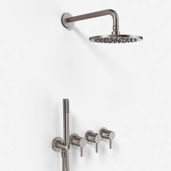 Semplice STB801 S05 - Regn DeLux SmartTerm Ø20 cm EasyClean, Vägg, PVD Borstad Stål 