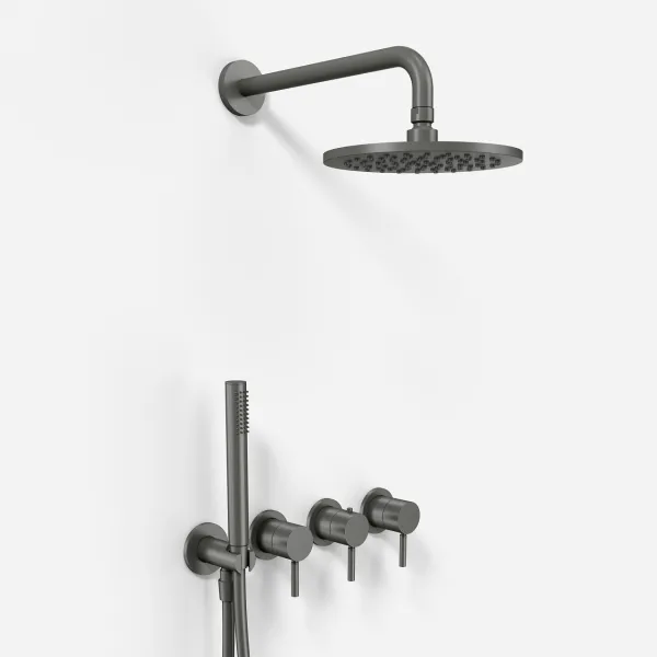 Semplice STB801 S05 - Rain DeLux SmartTerm Ø20 cm EasyClean, Vägg, PVD Matt Gun Metal