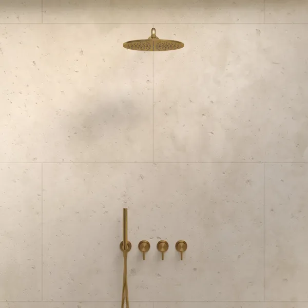 Semplice STB801 S07 - Rain DeLux SmartTerm Ø30 cm EasyClean, Vägg, PVD Borstad Mässing