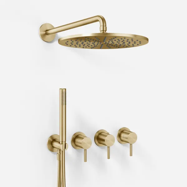 Semplice STB801 S07 - Rain DeLux SmartTerm Ø30 cm EasyClean, Vägg, PVD Borstad Mässing