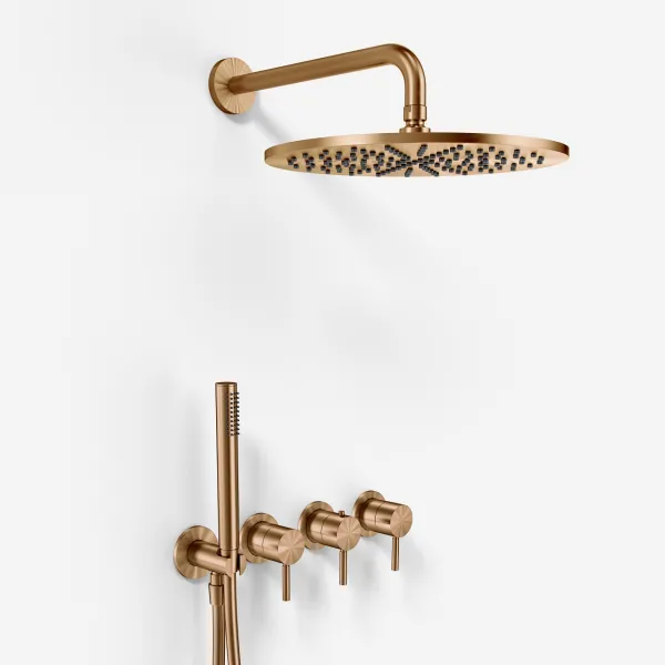 Semplice STB801 S07 - Rain DeLux SmartTerm Ø30 cm EasyClean, Vägg, PVD Borstad Koppar