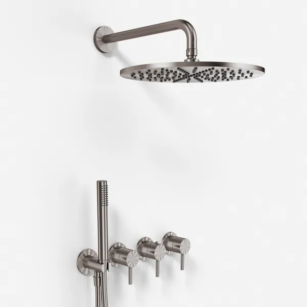 Semplice STB801 S07 - Rain DeLux SmartTerm Ø30 cm EasyClean, Vägg, PVD Borstad Stål 