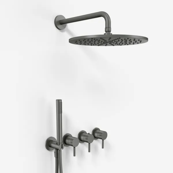 Semplice STB801 S07 - Rain DeLux SmartTerm Ø30 cm EasyClean, Wall, PVD Matt Gun Metal