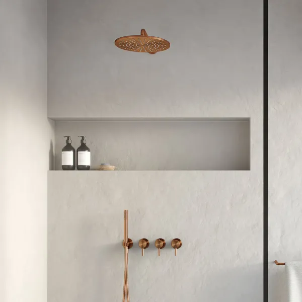 Semplice STB801 S07 - Rain DeLux SmartTerm Ø30 cm EasyClean, Vägg, PVD Borstad Koppar