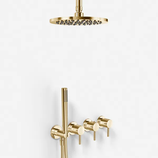 Semplice STB801 S08 - Regn DeLux SmartTerm Ø20 cm EasyClean, Tak, Mässing Natur